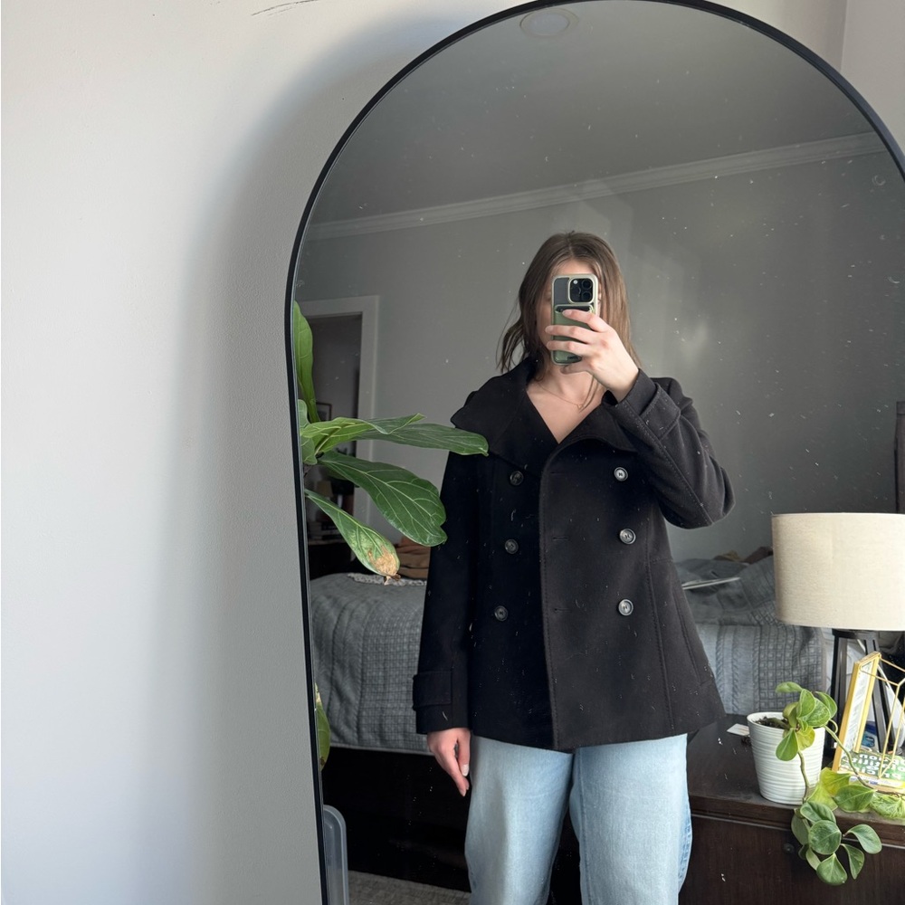 H&M Black Double-Breasted Women's Pea Coat